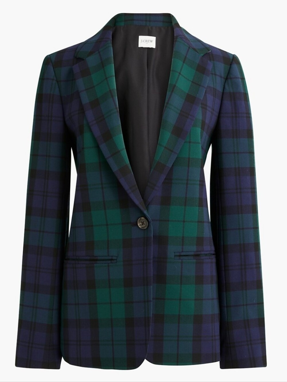 J Crew Black Watch Plaid One Button Blazer Jacket BS932